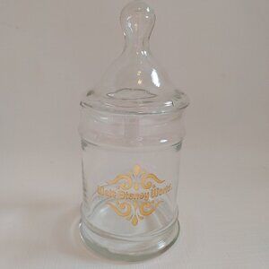 Vintage WALT DISNEY WORLD Glass Gold Lettered Apothecary Candy Jar WDW
